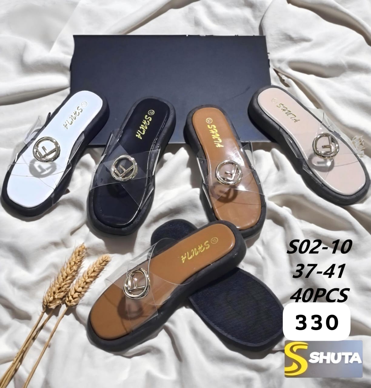 Ladies open sandal with transparent crisscrossed top